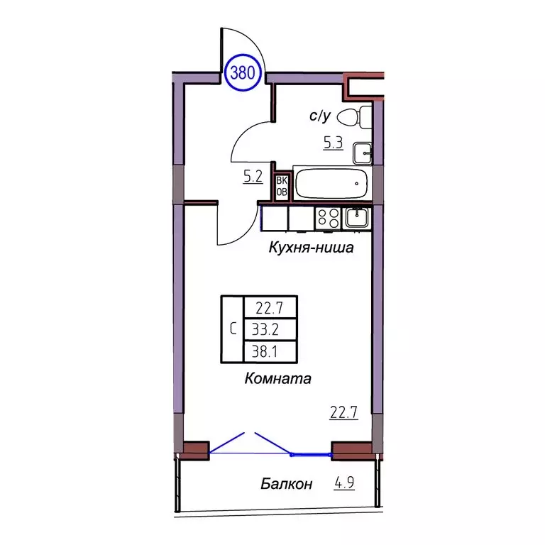 Квартира-студия: Калининградская область, Светлогорск (38.1 м) - Фото 1