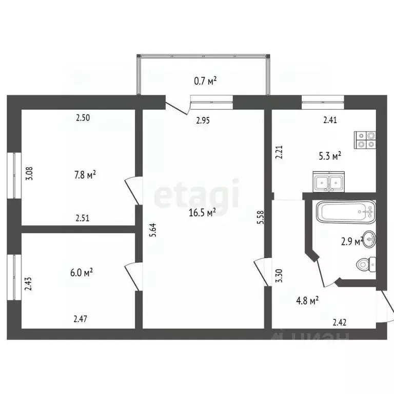 3-к кв. Крым, Феодосия ул. Киевская, 8 (43.3 м) - Фото 2