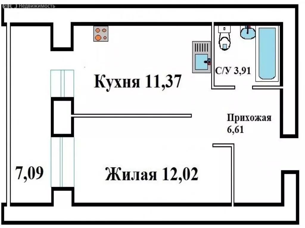 1-комнатная квартира: Орёл, улица Бурова, 50 (37.45 м) - Фото 0