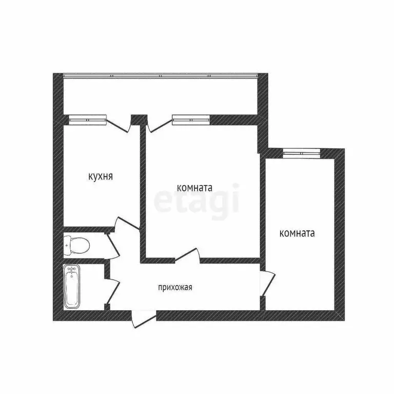 2-комнатная квартира: Тюмень, Холодильная улица, 84 (43.1 м) - Фото 1
