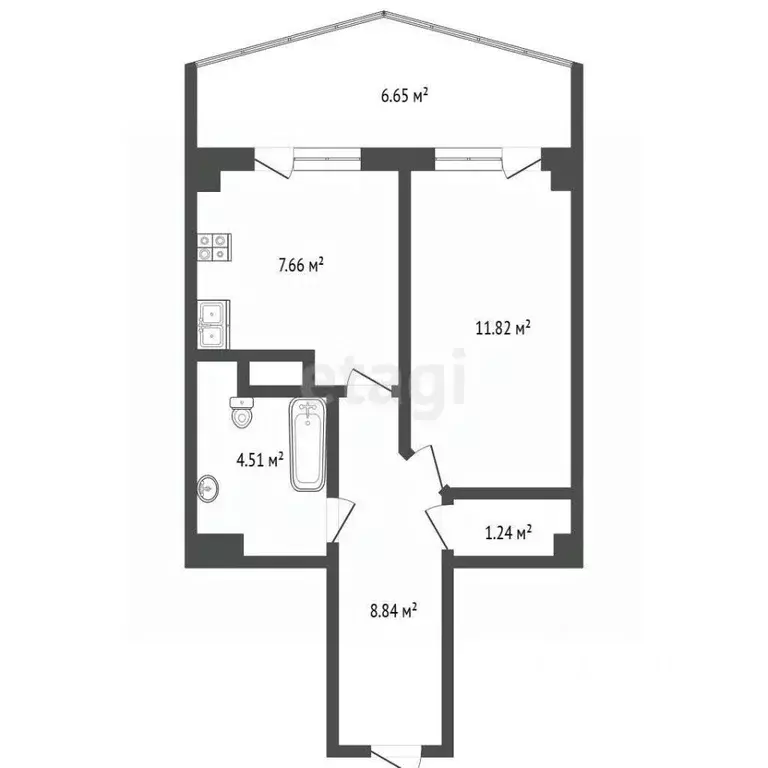 1-к кв. Ростовская область, Ростов-на-Дону ул. Ларина, 45с1 (36.1 м) - Фото 2