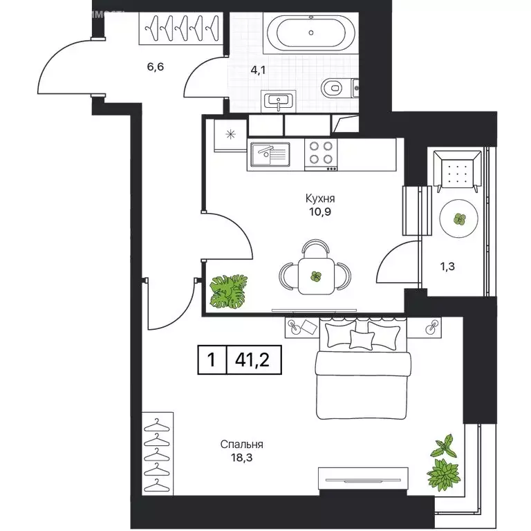 1-комнатная квартира: Пушкино, ЖК Пушкино Град (41 м) - Фото 0