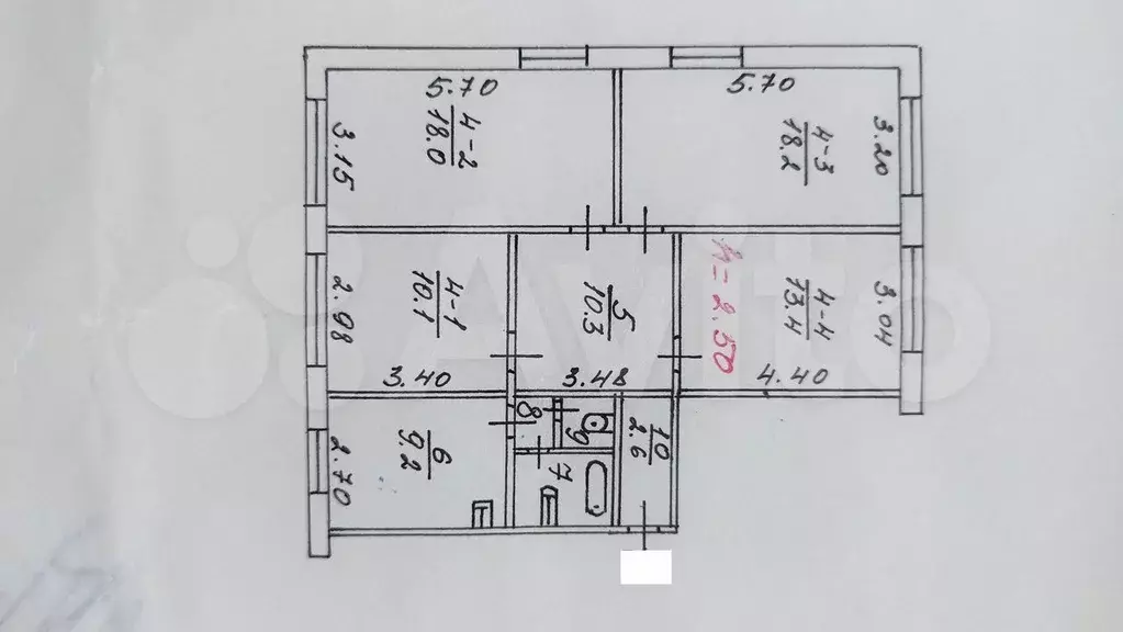 4-к. квартира, 87 м, 3/6 эт. - Фото 0