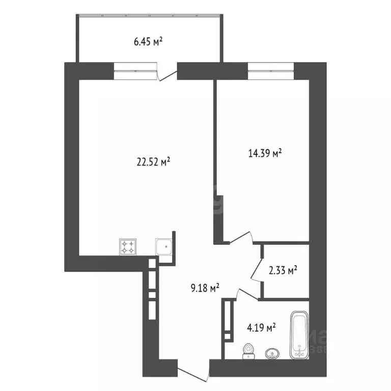 2-к кв. Красноярский край, Красноярск Аэровокзальная ул., 19Е (54.55 ... - Фото 2