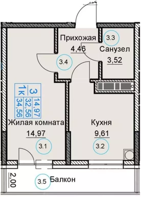 1-к кв. Крым, Симферопольский район, Николаевка пгт  (34.56 м) - Фото 0