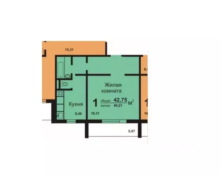1-к кв. Челябинская область, Челябинск Двинская ул., 11 (40.7 м) - Фото 2