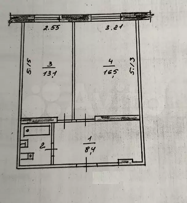 1-к. квартира, 41 м, 5/5 эт. - Фото 0