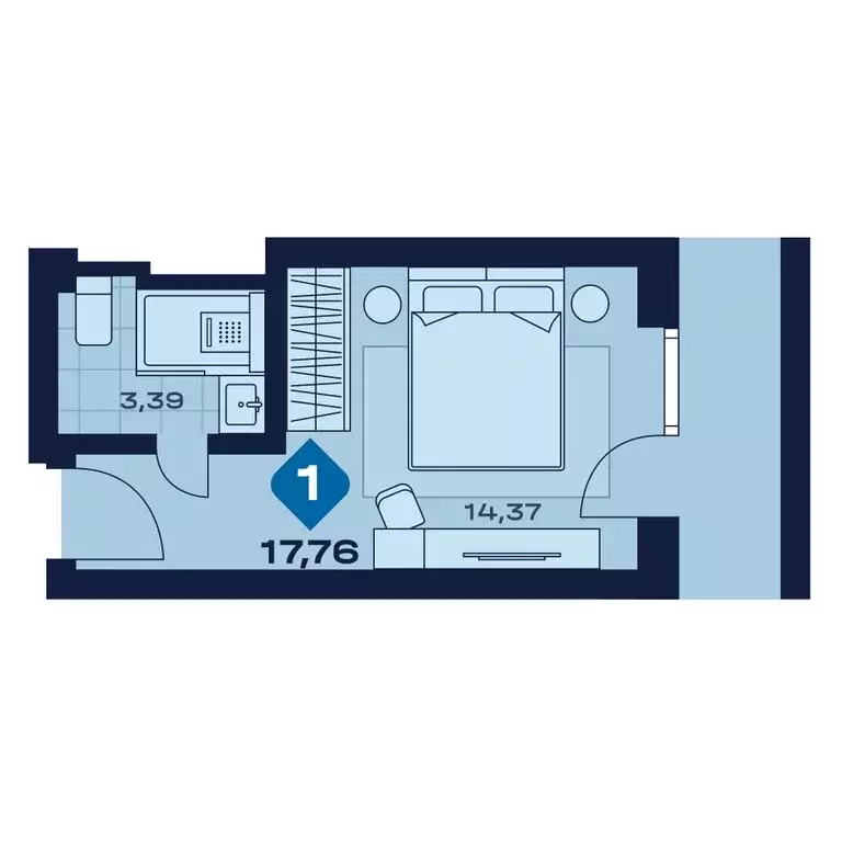 1-комнатная квартира: Челябинская область, Миасс (17.76 м) - Фото 1