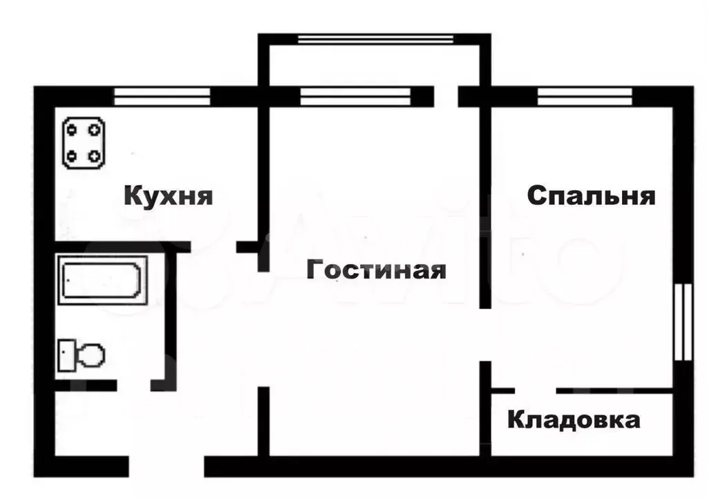 2-к. квартира, 44 м, 4/5 эт. - Фото 0