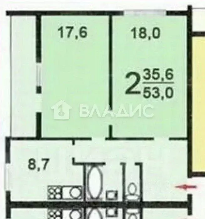 2-к кв. Москва ул. Вешних Вод, 8К3 (53.0 м) - Фото 2