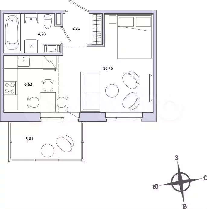 Квартира-студия, 35,9 м, 2/9 эт. - Фото 0