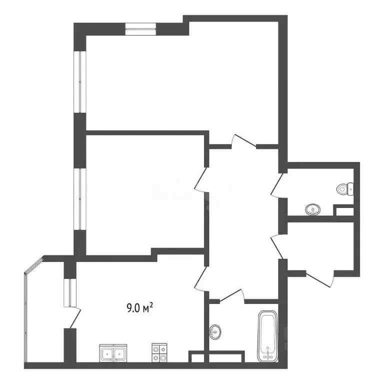 2-к кв. Смоленская область, Смоленск Красноборская ул., 6к1 (61.4 м) - Фото 2