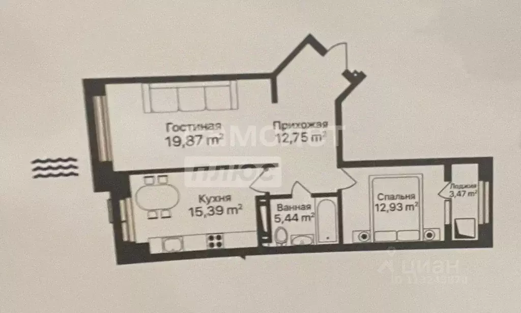 2-к кв. Дагестан, Каспийск ул. М.Г. Магомеджанова, 2 (69.85 м) - Фото 1