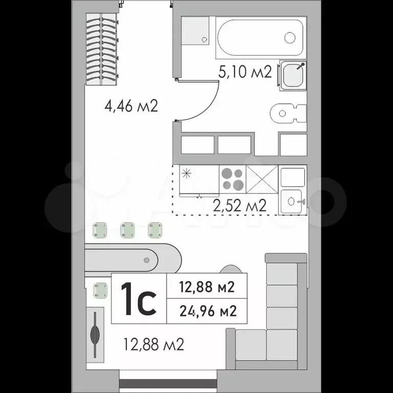 Квартира-студия, 25 м, 5/9 эт. - Фото 0