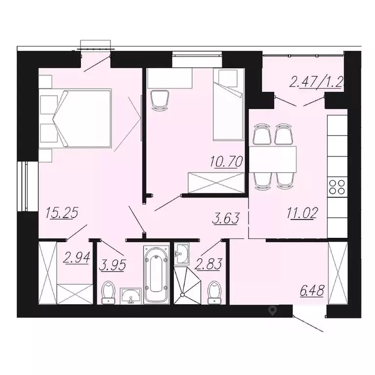 2-к кв. Челябинская область, Южноуральск ул. Энергетиков, 11 (58.0 м) - Фото 0