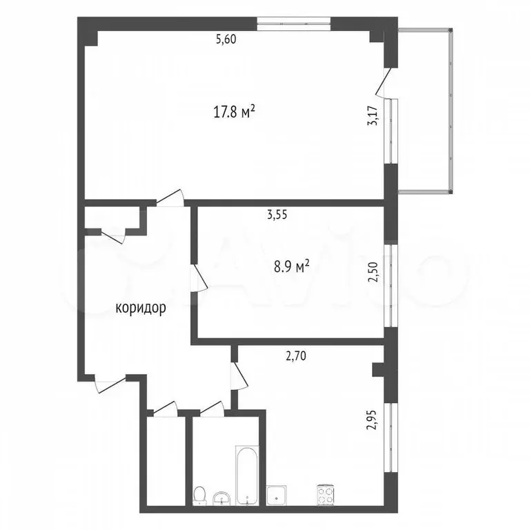 2-к. квартира, 49,5 м, 3/5 эт. - Фото 0
