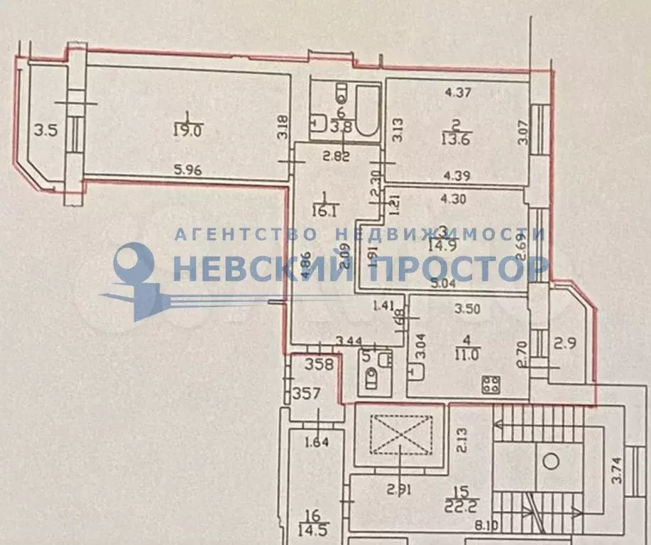 3-к. квартира, 79,8 м, 6/9 эт. - Фото 0