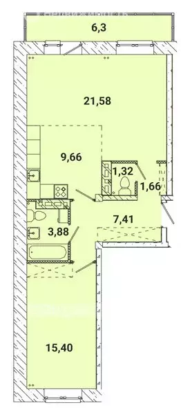 2-комнатная квартира: Дзержинск, микрорайон Современник, 27 (67.21 м) - Фото 1