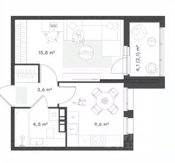 1-к кв. Ярославская область, Ярославль Тутаевское ш., 93Б (35.6 м) - Фото 1