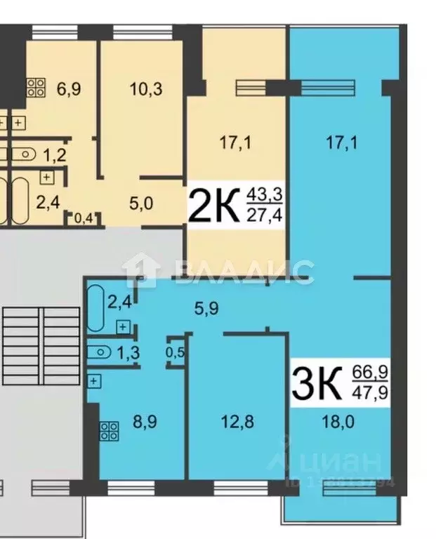 3-к кв. Нижегородская область, Нижний Новгород ул. Сергея Акимова, 39 ... - Фото 2