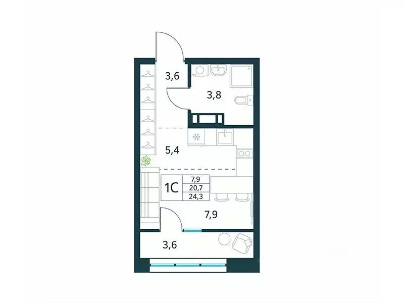 Студия Забайкальский край, Чита Хороший мкр,  (24.3 м) - Фото 1
