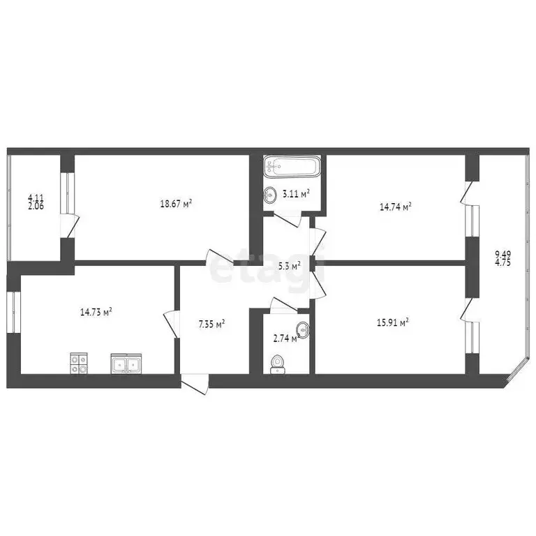 3-комнатная квартира: Йошкар-Ола, Прибрежный проезд, 6 (89.1 м) - Фото 0