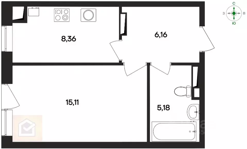 1-к кв. Крым, Евпатория городской округ, Заозерное пгт ул. ... - Фото 1