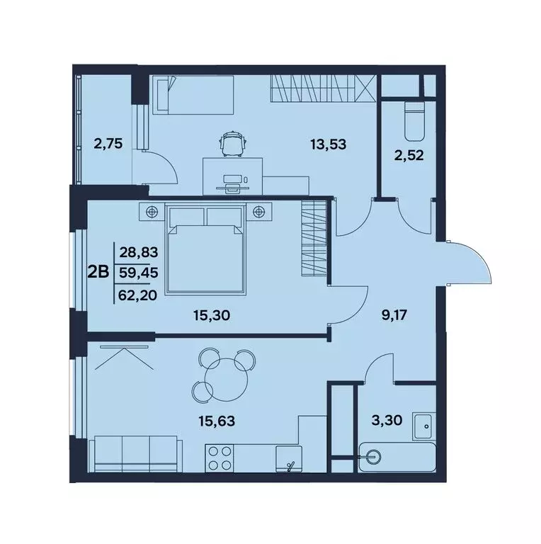 2-комнатная квартира: Пенза, Электрический проезд, 7 (62.2 м) - Фото 1