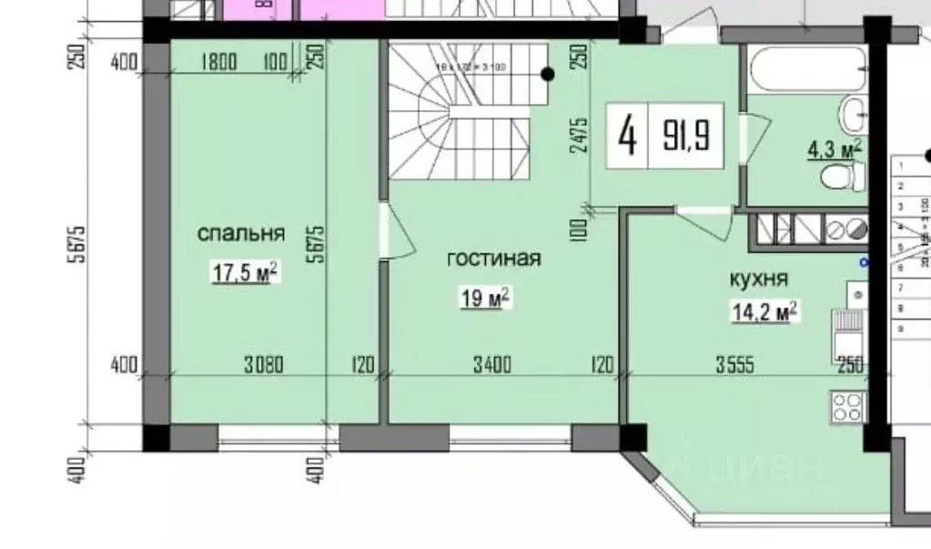3-к кв. Кабардино-Балкария, Нальчик ул. Шарданова, 48к6 (99.8 м) - Фото 1