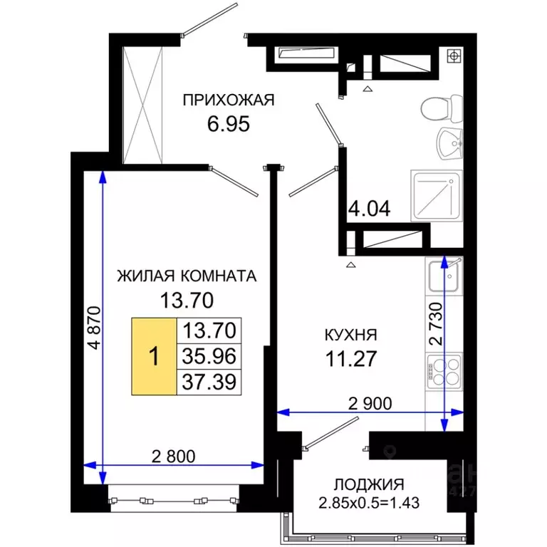 1-к кв. Ростовская область, Ростов-на-Дону Элеваторный пер., 6/2А ... - Фото 0