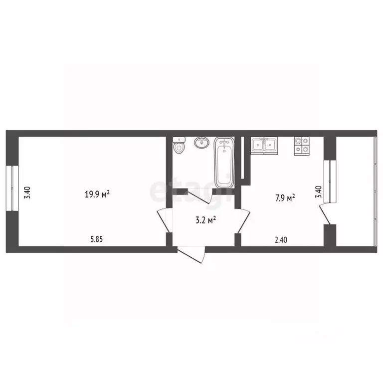 1-к кв. Крым, Щелкино Ленинский район, 3-й мкр, 97 (34.6 м) - Фото 2