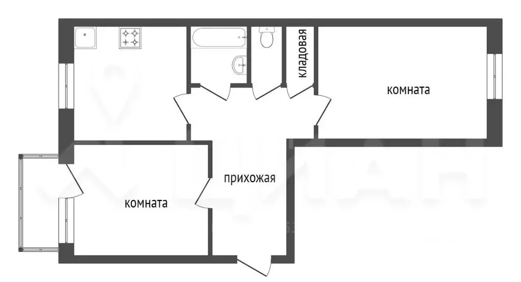 2-к кв. Санкт-Петербург ул. Зайцева, 37 (54.9 м) - Фото 1