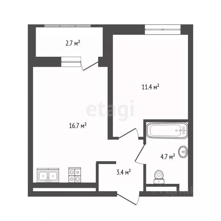 1-к кв. Тюменская область, Тюмень ул. Николая Глебова, 4 (36.0 м) - Фото 2