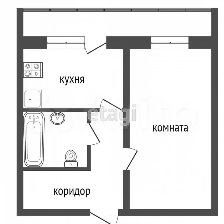 1-к. квартира, 31 м, 1/3 эт. - Фото 0