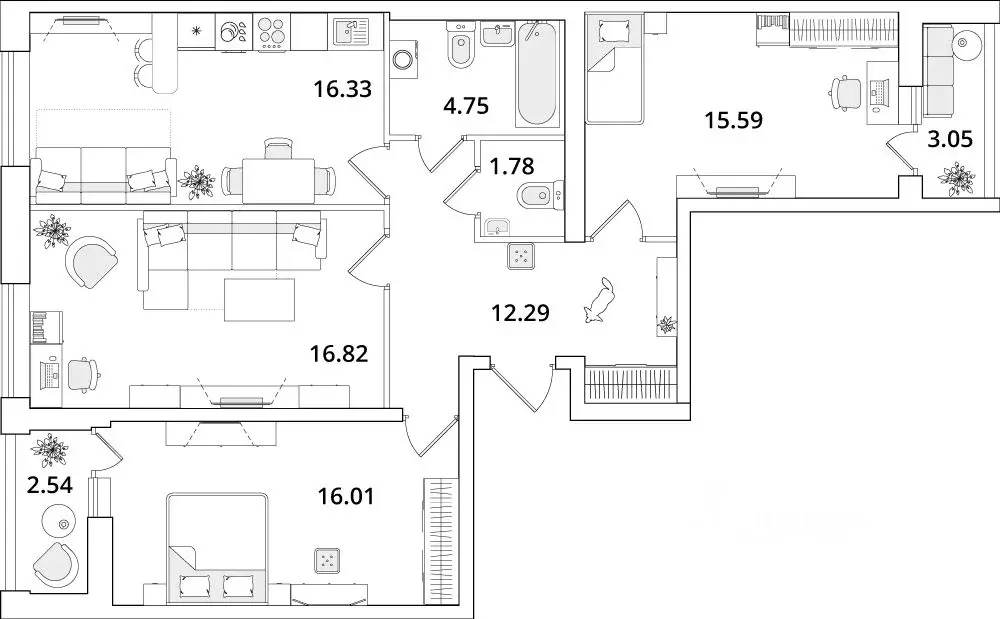 3-к кв. Санкт-Петербург Кубинская ул., 82к3с1 (86.5 м) - Фото 0
