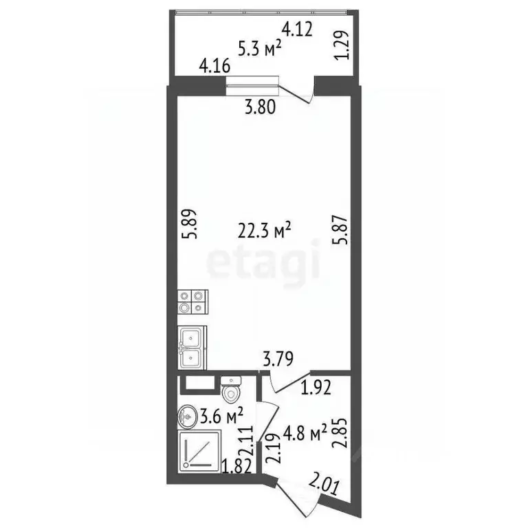 Студия Санкт-Петербург ул. Чирикова, 5 (30.7 м) - Фото 0