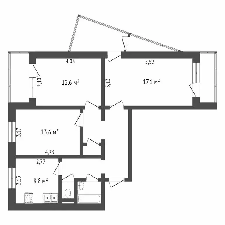 3-комнатная квартира: Белгород, бульвар Юности, 27 (63 м) - Фото 0