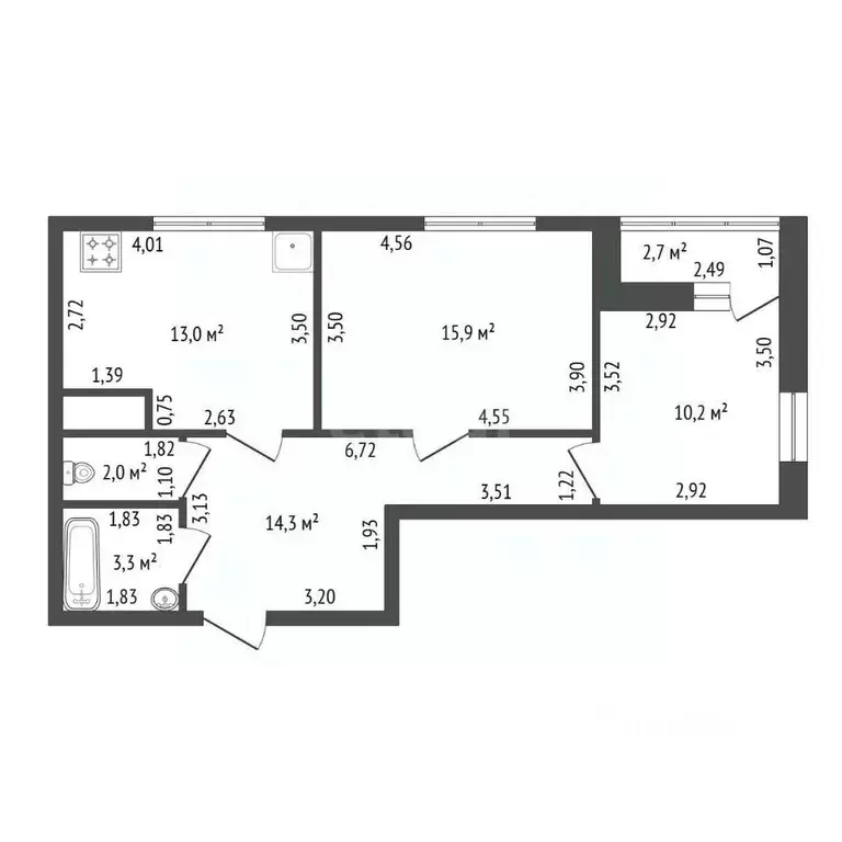 2-к кв. Башкортостан, Уфа ул. Героя Курбангалеева, 1 (60.0 м) - Фото 1