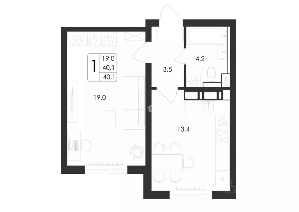 1-к кв. Воронежская область, Воронеж ул. Загоровского, 5/3 (40.0 м) - Фото 0