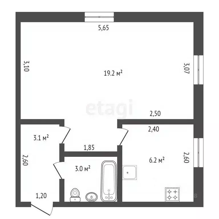 1-к кв. Амурская область, Благовещенск ул. Ленина, 80 (31.5 м) - Фото 2