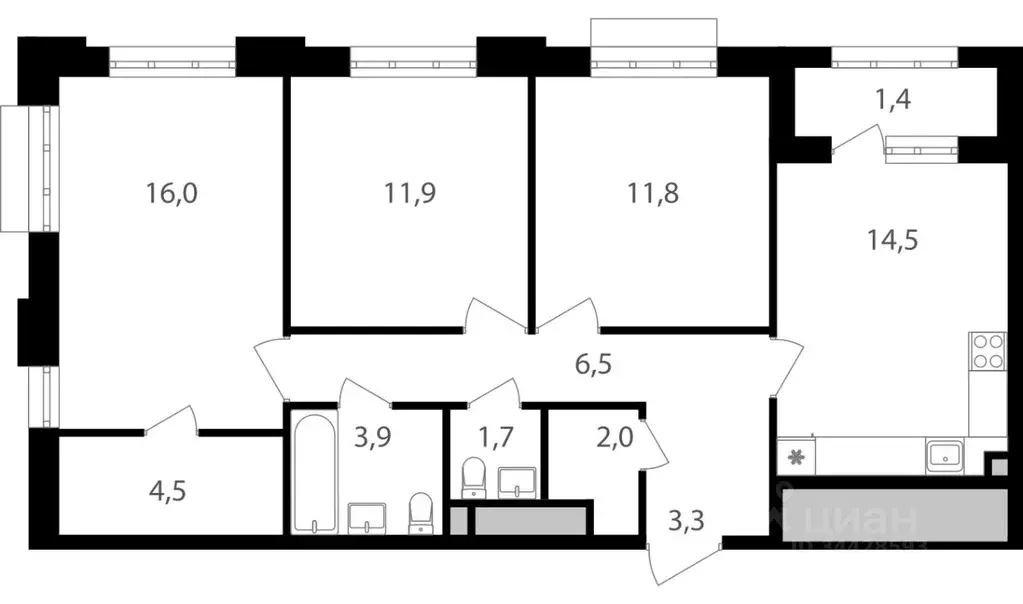 3-к кв. Москва Михалковская ул., вл56 (77.5 м) - Фото 0