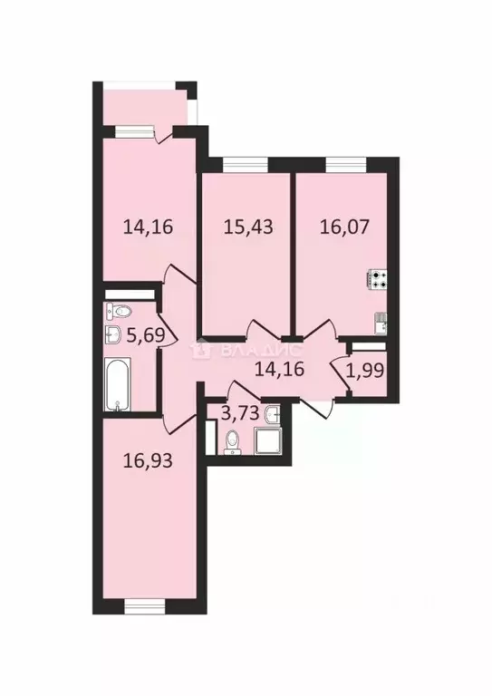 3-к кв. Санкт-Петербург Общественный пер., 5 (88.8 м) - Фото 2