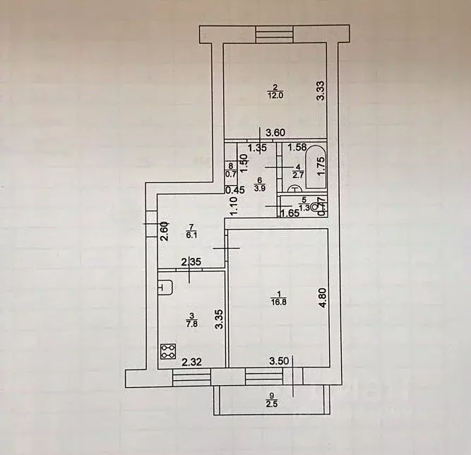 2-к кв. Татарстан, Зеленодольск ул. Комарова, 43 (53.8 м) - Фото 1