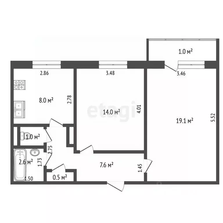 2-к кв. Мордовия, Саранск Рабочая ул., 15 (52.8 м) - Фото 1