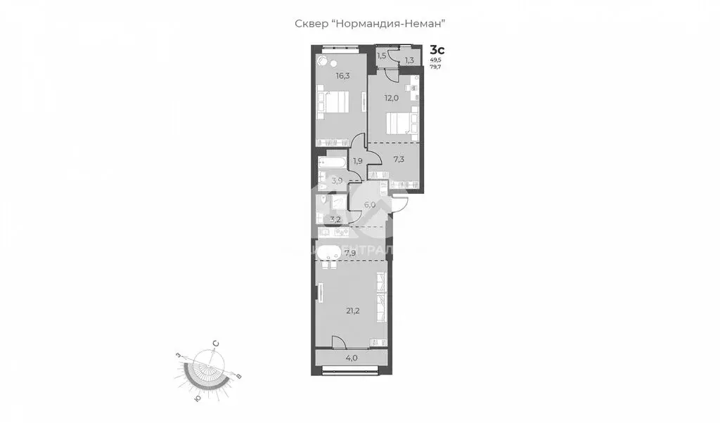 3-комнатная квартира: Новосибирск, улица Аэропорт, 60 (79.7 м) - Фото 0