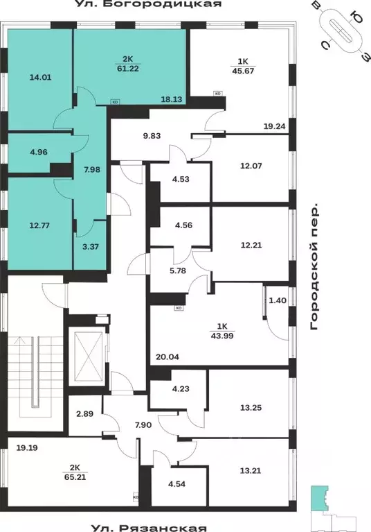 2-к кв. Тульская область, Тула ул. Богородицкая, 8В (61.22 м) - Фото 1