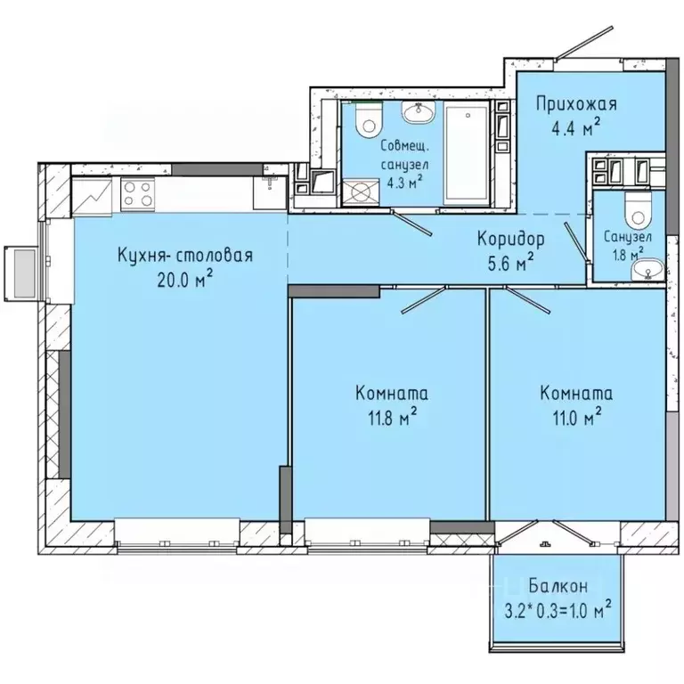 2-к кв. Удмуртия, Ижевск ул. Ленина, 91/1 (59.9 м) - Фото 0