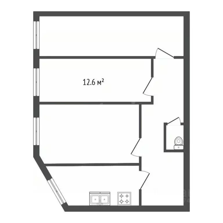 Комната Санкт-Петербург Заозерная ул., 6 (12.6 м) - Фото 2