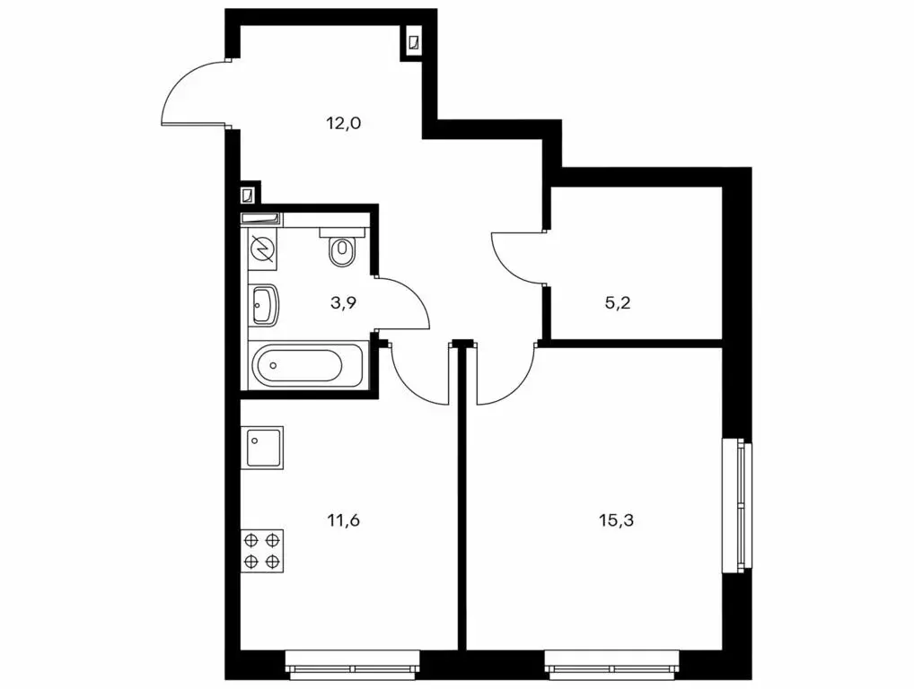 1-комнатная квартира: Тюмень, Полевая улица, 117к5 (48.1 м) - Фото 0