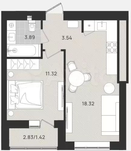 1-к. квартира, 38,5 м, 8/9 эт. - Фото 1